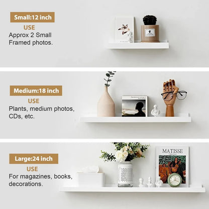 Floating Wall Shelf Set of 3 Modern Space-Saving Wall Storage