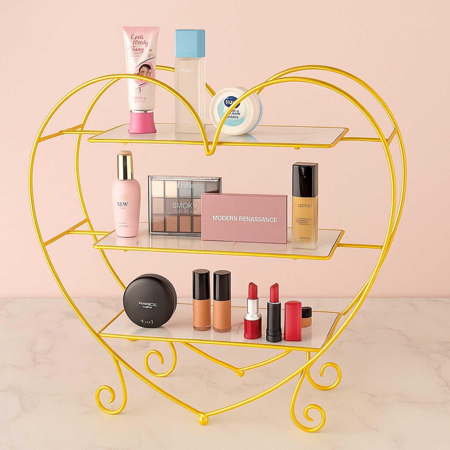 3-Tier Heart-Shaped Makeup Organizer Araish Khana
