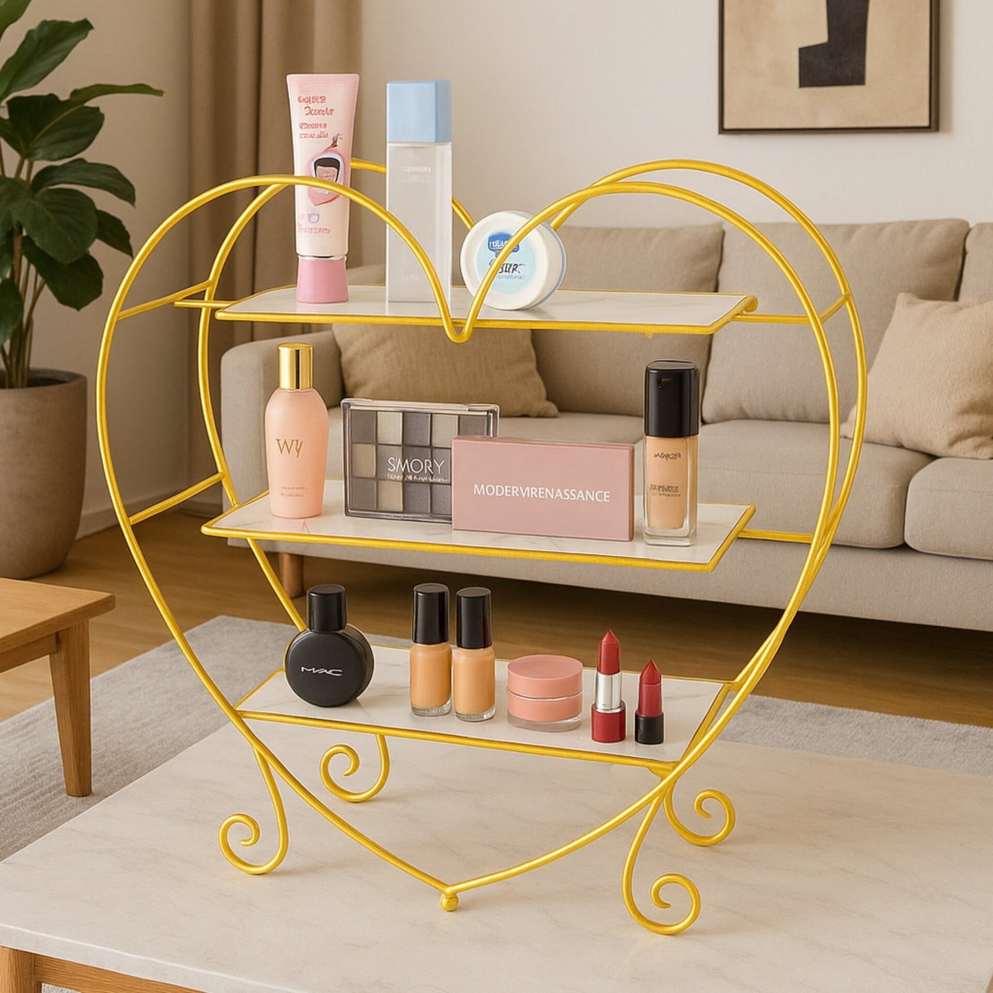 3-Tier Heart-Shaped Makeup Organizer Araish Khana