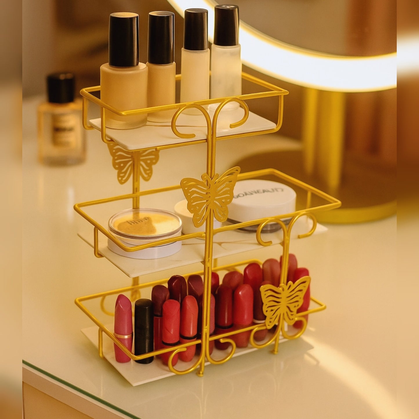 Butterfly Golden Glow Cosmetic Shelf By Araish Khana