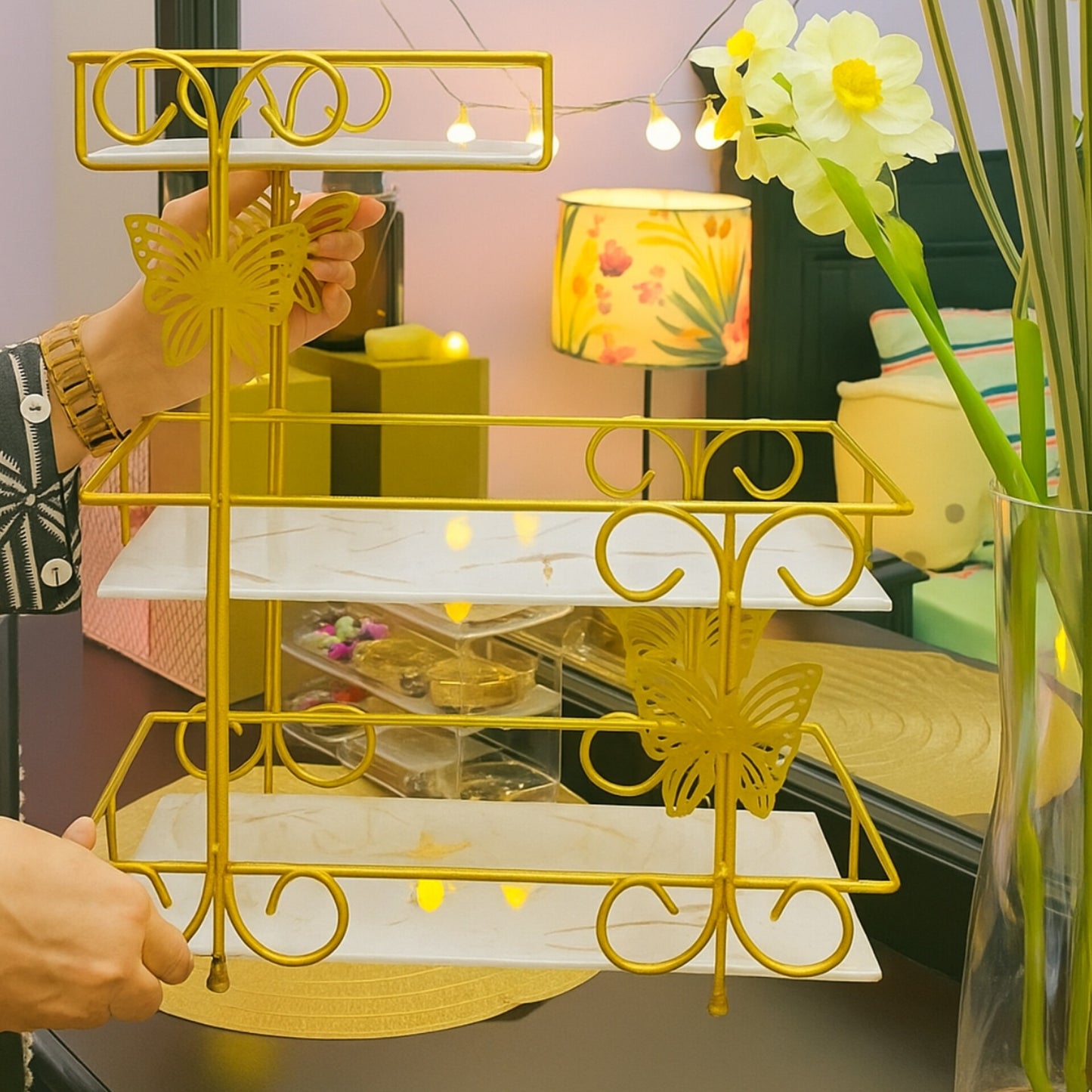 Butterfly Golden Glow Cosmetic Shelf By Araish Khana