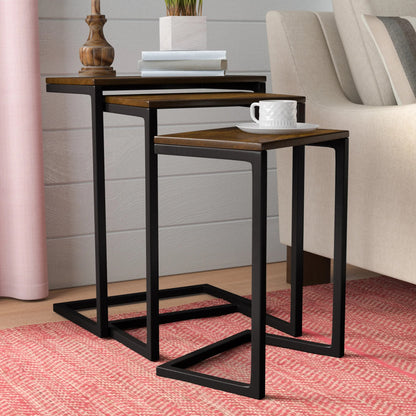 Centra Nesting Tables Set Of 3 Pieces Modern Space-Saving Side Tables